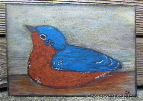 Peaceofpi Studio Eastern Bluebird Miniature Aceo Painting