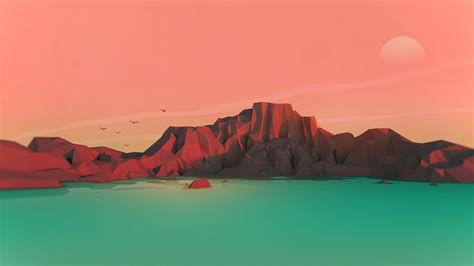 Brown Mountain Illustration Wallpaper Sunset Digital Art Mountains