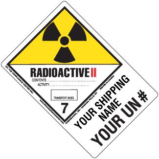 Hazard Class Radioactive Category Ii Explosive Worded Shipping
