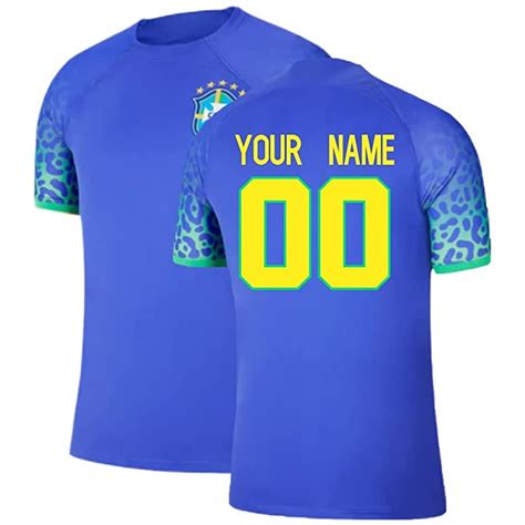 Custom National Team Football Jersey For Brazil Wc 2022 Blue Soccer