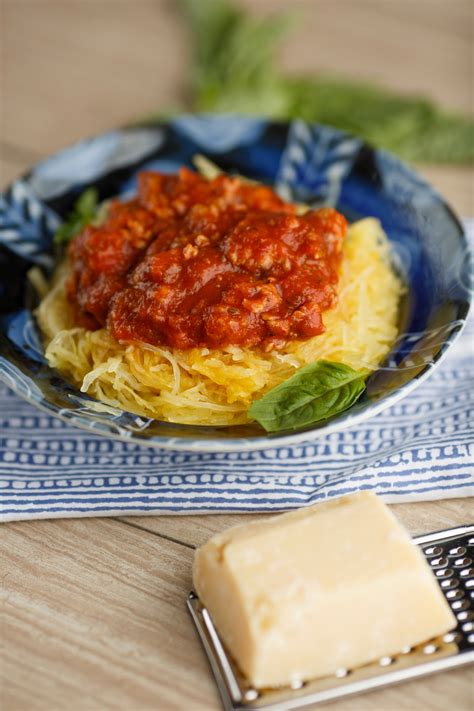 Spaghetti Squash With Spicy Meat Sauce The Broadcasting Baker