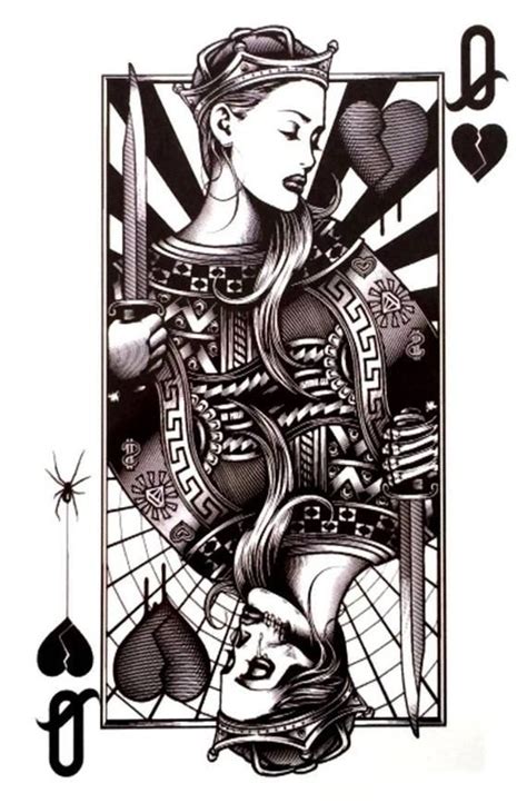 Queen Of Hearts Temporary Tattoo Playing Card Tattoos Queen Of