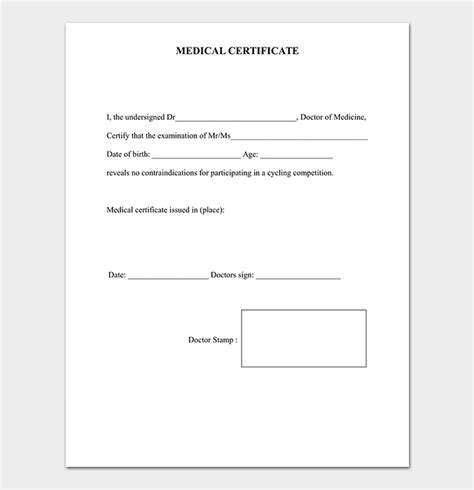 Medical Certificate Template 38 Free Samples And Formats