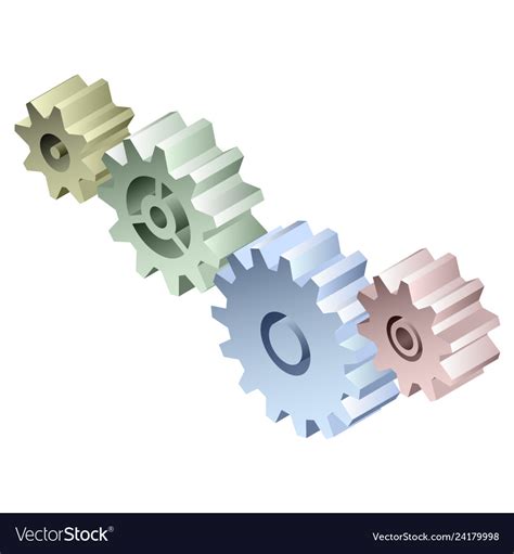 Group Connected Isometric 3d Gears Royalty Free Vector Image