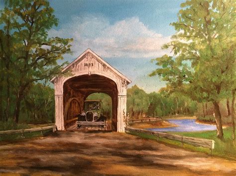 Covered Bridge With T 11 X14 Oils On Canvas Covered Bridges Oil