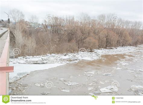 Ice Drift The Ice Has Started On The River The Ice Is Swimming On The