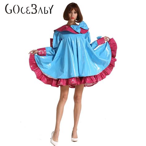 big cute bow sissy maid lockable pvc dress costume for crossdresser cosplay costume cosplay