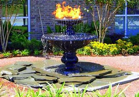 Fire And Water Fountain Diy Water Fountain Fire Pit Landscaping