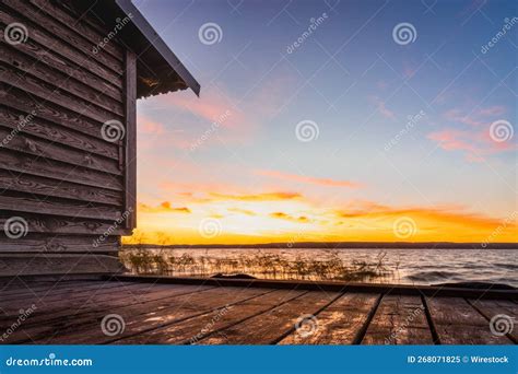 Closeup View Of A Boathouse On The Shore Of Plauer See Lake On A