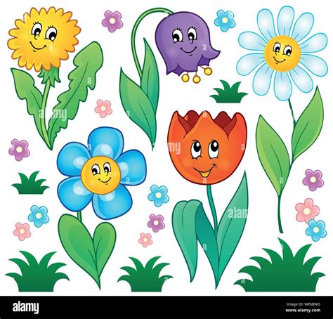 4 Colección De Flores De Dibujos Animados Imagen Vector De Stock Alamy