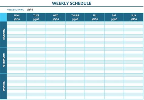 Printable Weekly Schedule Template Excel Printable Templates