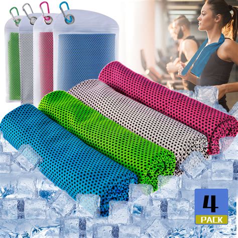 4 Pack Cooling Towel Soft Breathable Ice Sports Towel Keep Cool Chilly