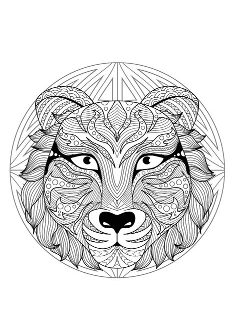 All of the images are hard enough that only grown ups might find them interesting to color. Mandala with beautiful Wolf head and geometric patterns ...