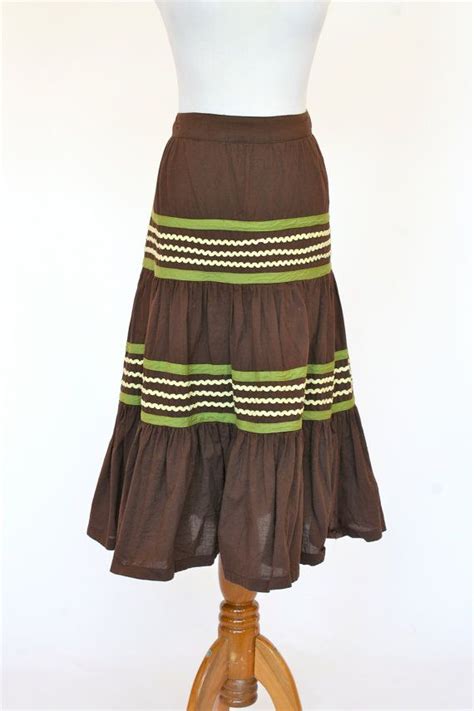 Vintage Mexican Skirt Prairie Skirt Brown Skirt Etsy Comfortable