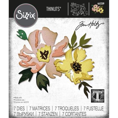 Sizzix Thinlits Dies By Tim Holtz 7pcs Brushstroke Flowers 1 665209