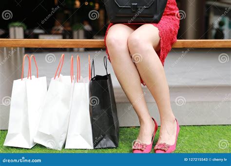 Pretty Asian Chinese Modern Fashionable Woman Girl Legs Shopping Card