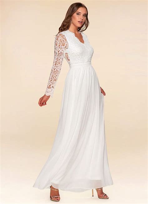 Marvelous White Long Sleeve Lace Maxi Dress Dresses Azazie In 2020