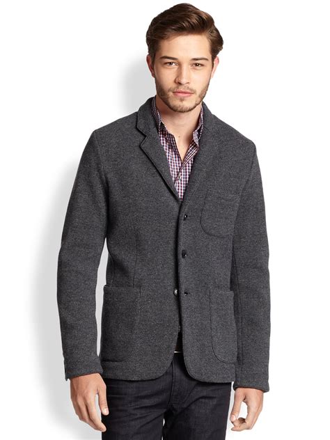 Vince Wool Knit Blazer In Gray For Men Lyst