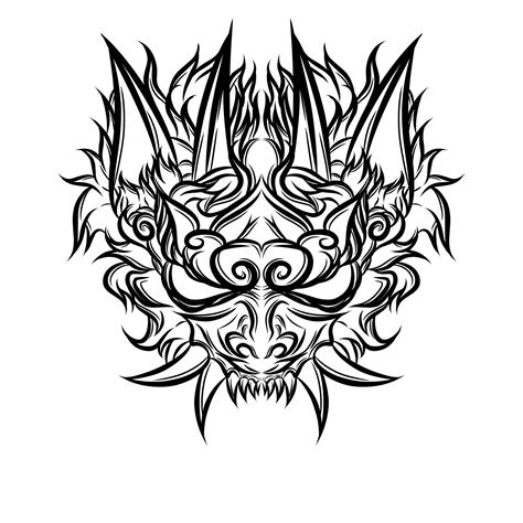 Hand Drawn Oni Mask Tattoo Vector Design 8347856 Vector Art At Vecteezy