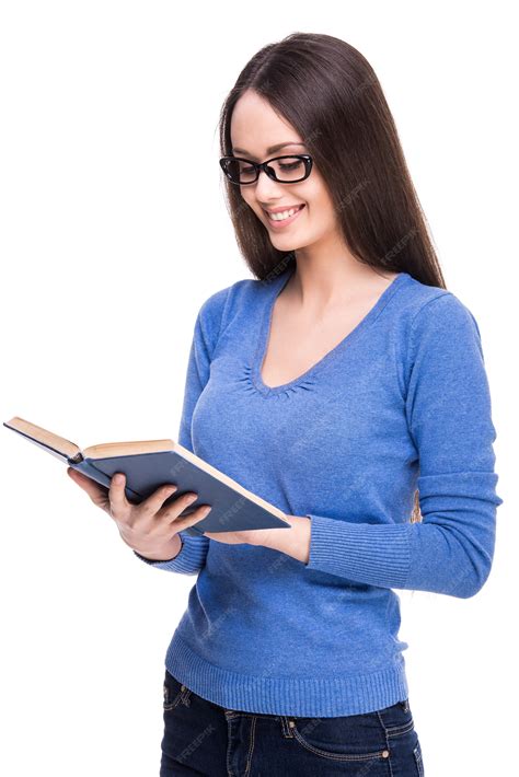 Premium Photo Smart Beautiful Student Girl With Glasses Holding