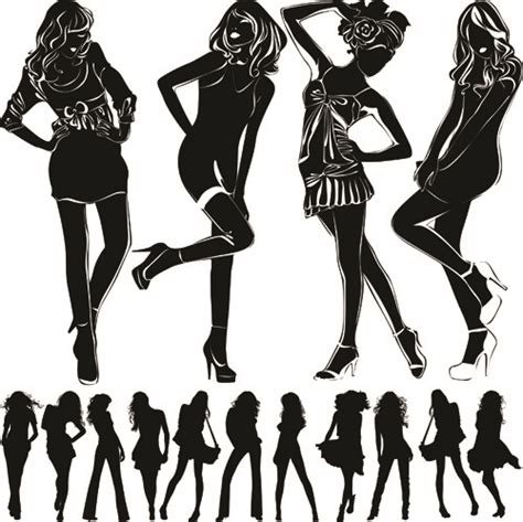 Beautiful Girls Silhouette Design Vector Free Vector In Encapsulated