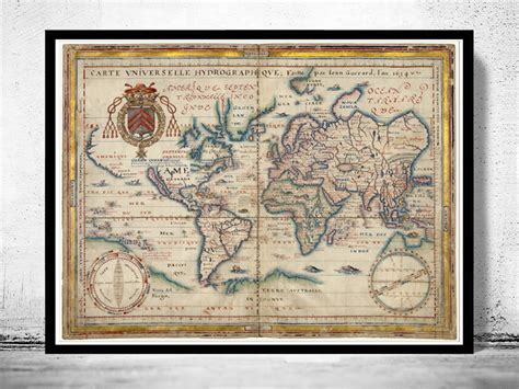 Vintage Illustration Of Old Atlas Map Of World On Ancient
