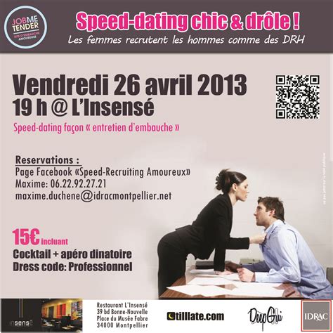 Affiche soirée Speed Dating chic drôle by Job Me Tender Speed