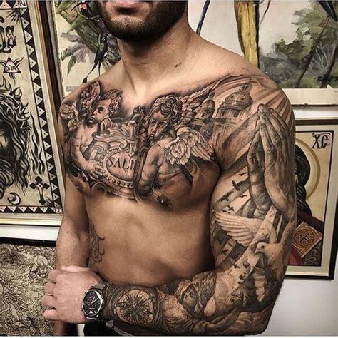 pin by josh on tattoo ideas and design cool chest tattoos chest tattoo men full sleeve tattoos