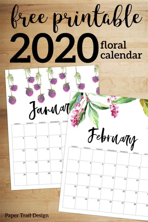 Two Free Printable Floral Calendars With The Text Free Printable