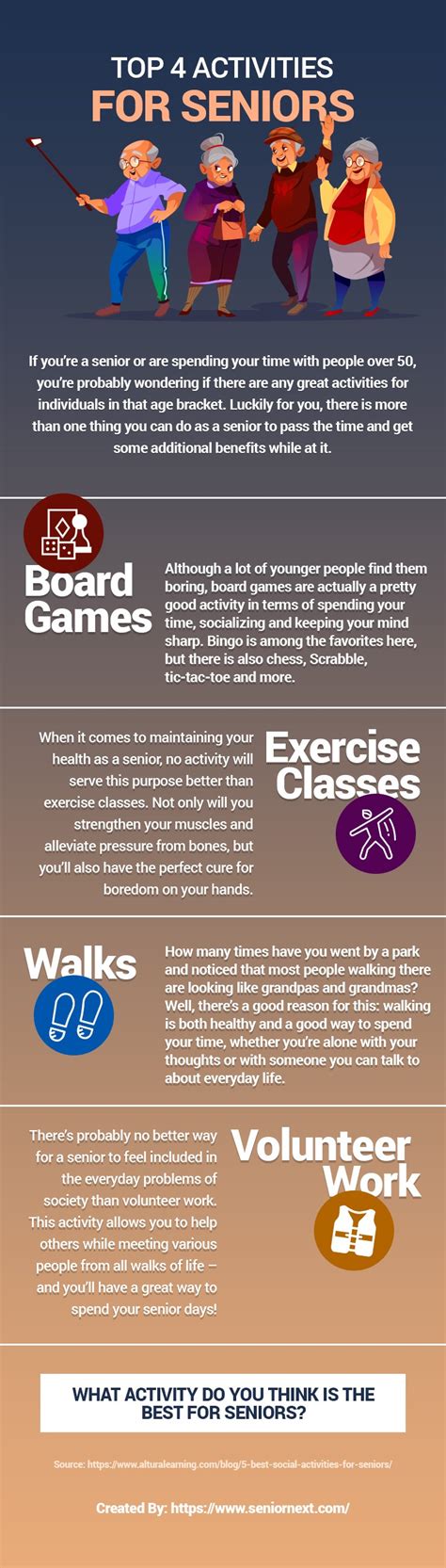 Top 4 Activities For Seniors Infographic Infographics