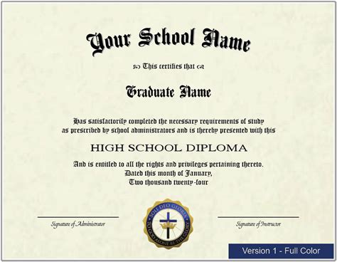 Printable High School Diploma For Homeschools