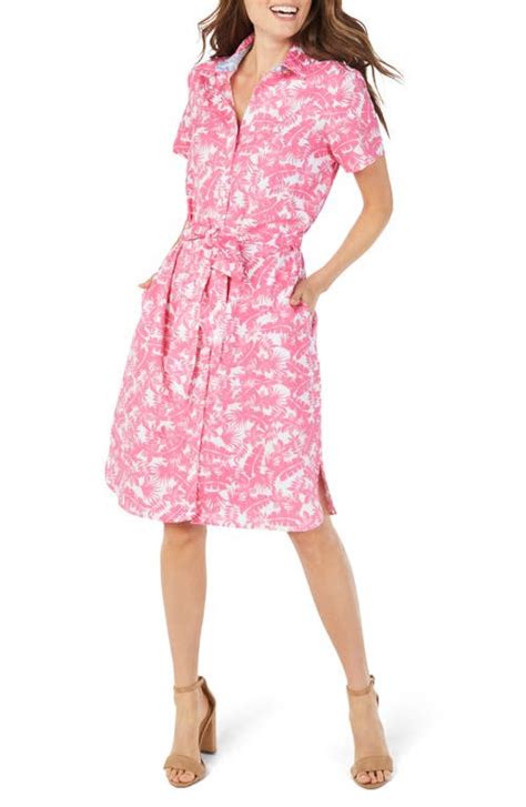Buy Foxcroft Rocca Non Iron Floral Print Cotton Shirtdress Pink Strawberry At 26 Off