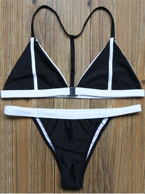 [26 off] 2021 v string plunge bikini set in black zaful