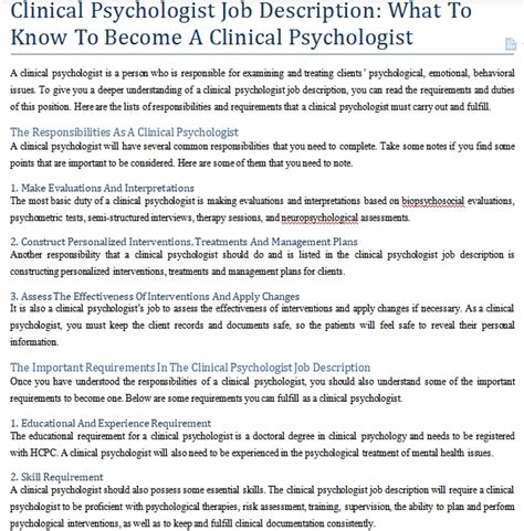 Clinical Psychologist Job Description What To Know To Become A