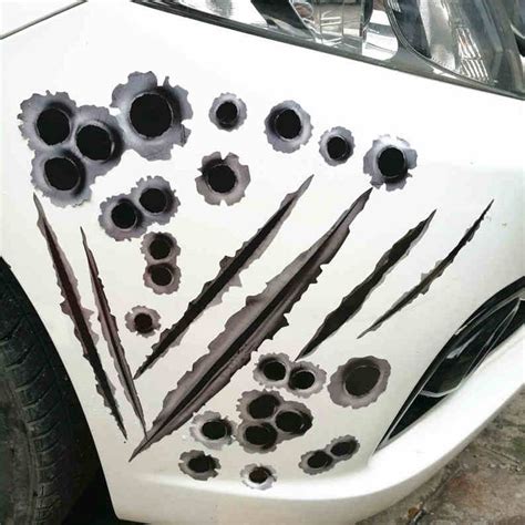 3d Bullet Holes Car Sticker