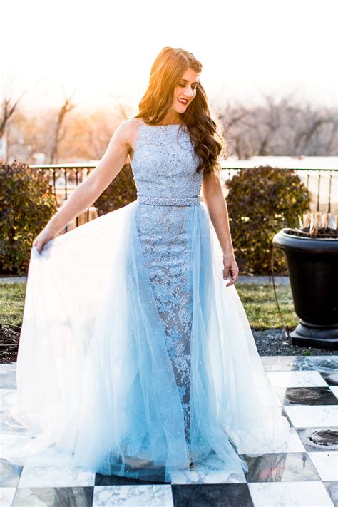 Sherri Hill Light Blue Fitted Dress With Chiffon Skirt Ypsilon Dresses Prom Pageant Evening Wear