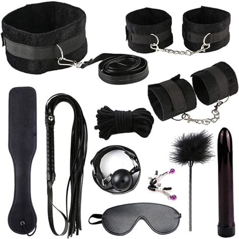 adult games sexy toy bondage restraint vibrator handcuff whip set of 11 black at amazon women s