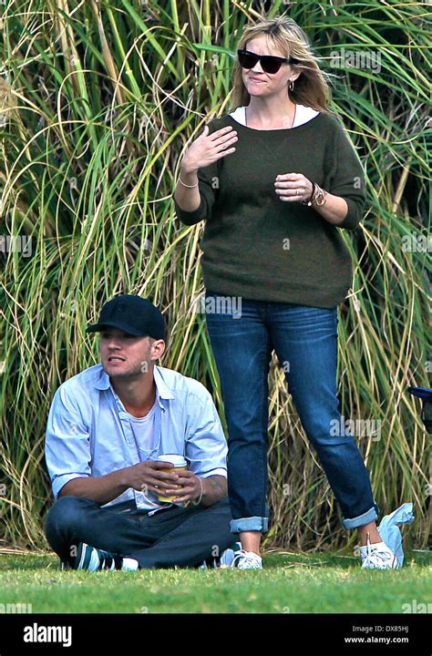 Ryan Phillippe And Reese Witherspoon Watch Their Son Deacons Soccer Game At A Park In Brentwood