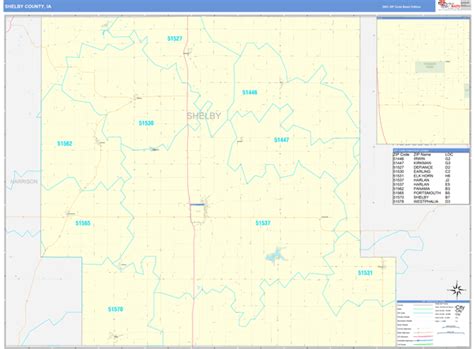 Shelby County Ia Zip Code Wall Map Basic Style By Marketmaps