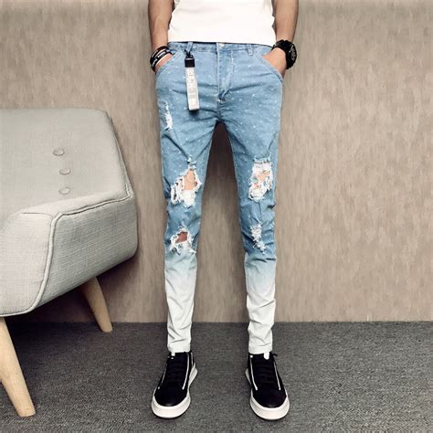 Summer New Men Skinny Jeans Fashion 2019 Slim Fit Casual Ripped Jeans