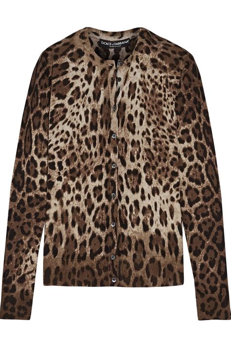 Dolce Gabbana Leopard Print Cashmere And Silk Blend Cardigan Net