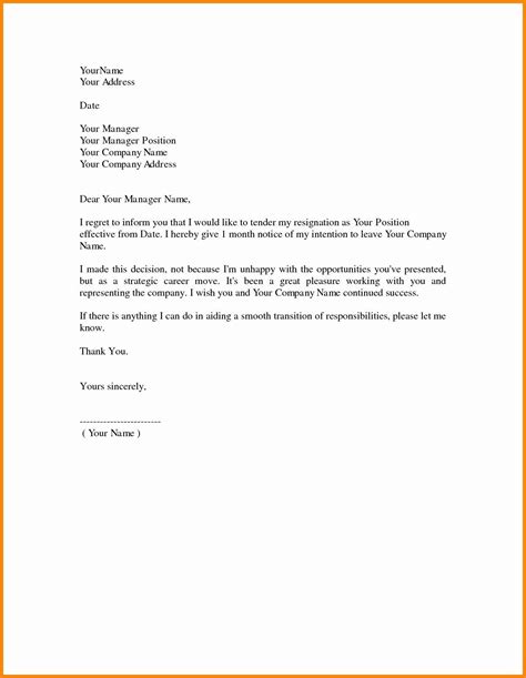 Formal Resignation Letter Example For Your Needs Letter Template