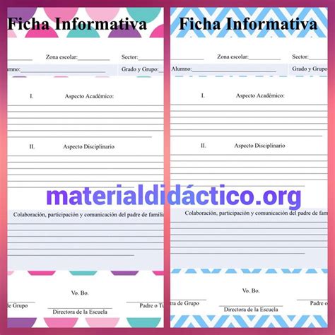 Ficha Informativa Para Cada Alumno Material Didáctico Y Planeaciones