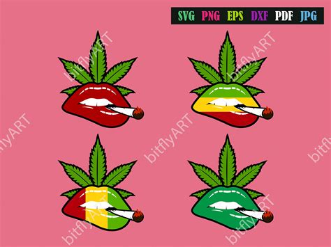 Lips Smoking Weed Svg Bundle Pot Leaf Cannabis Mouth Png Eps Etsy