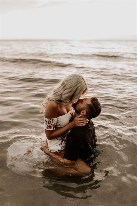 a steamy water engagement session at golden hour in 2021 lake photoshoot couple photography