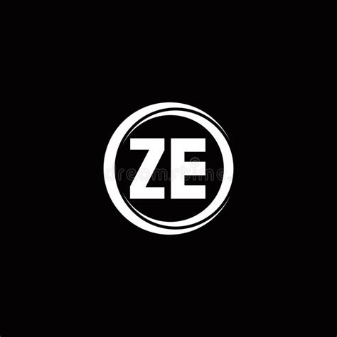 Ze Logo Initial Letter Monogram With Circle Slice Rounded Design