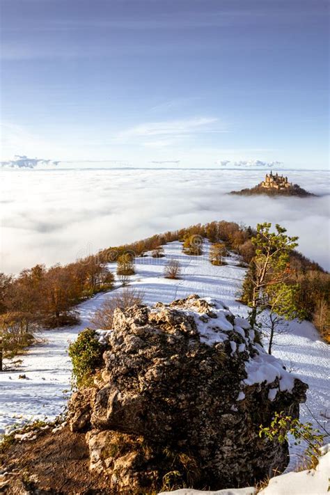 Hohenzollern Castle Above The Clouds Fog Stock Photo Image Of Dawn