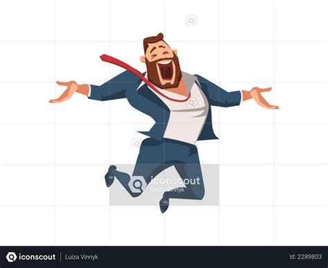 Best Premium Happy Businessman Jumping With Joy Illustration Download
