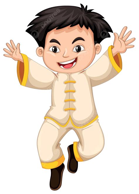 Chinese Boy In White Costume Japanese Object Graphic Vector Japanese