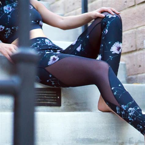 Stylish Florals And Mesh Legging And Bra Set